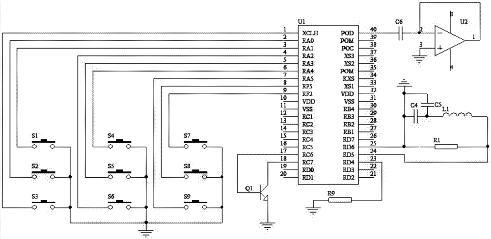 Two-dimensional matrix keyboard circuit