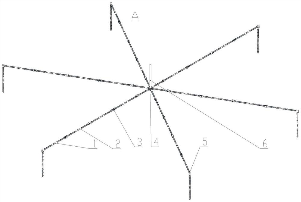 A vibration damping component of a large self-deploying satellite antenna