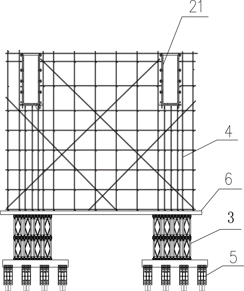 Combined Bailey frame load-bearing bent frame for pouring long-span concrete beams