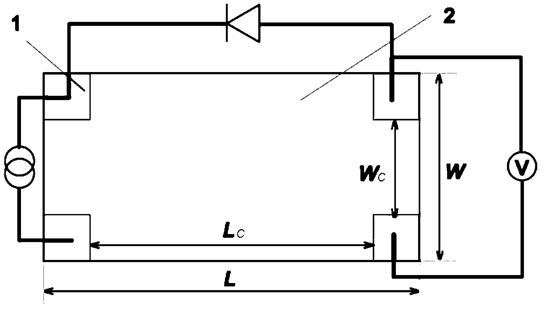 Gallium arsenide-based geometrical giant magnetoresistance device and preparation method thereof