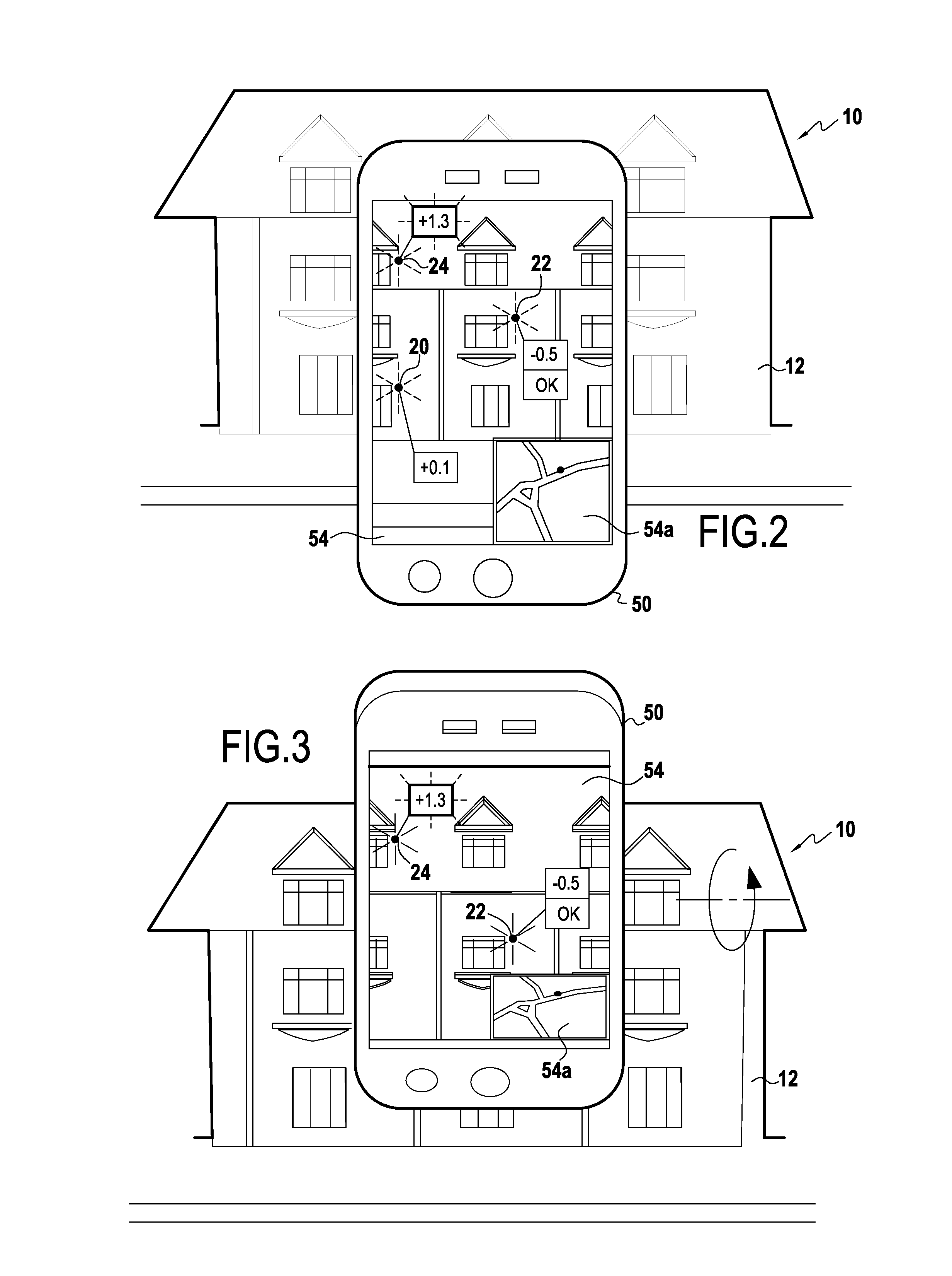 Method of representing possible movements of a structure for an apparatus of smartphone type