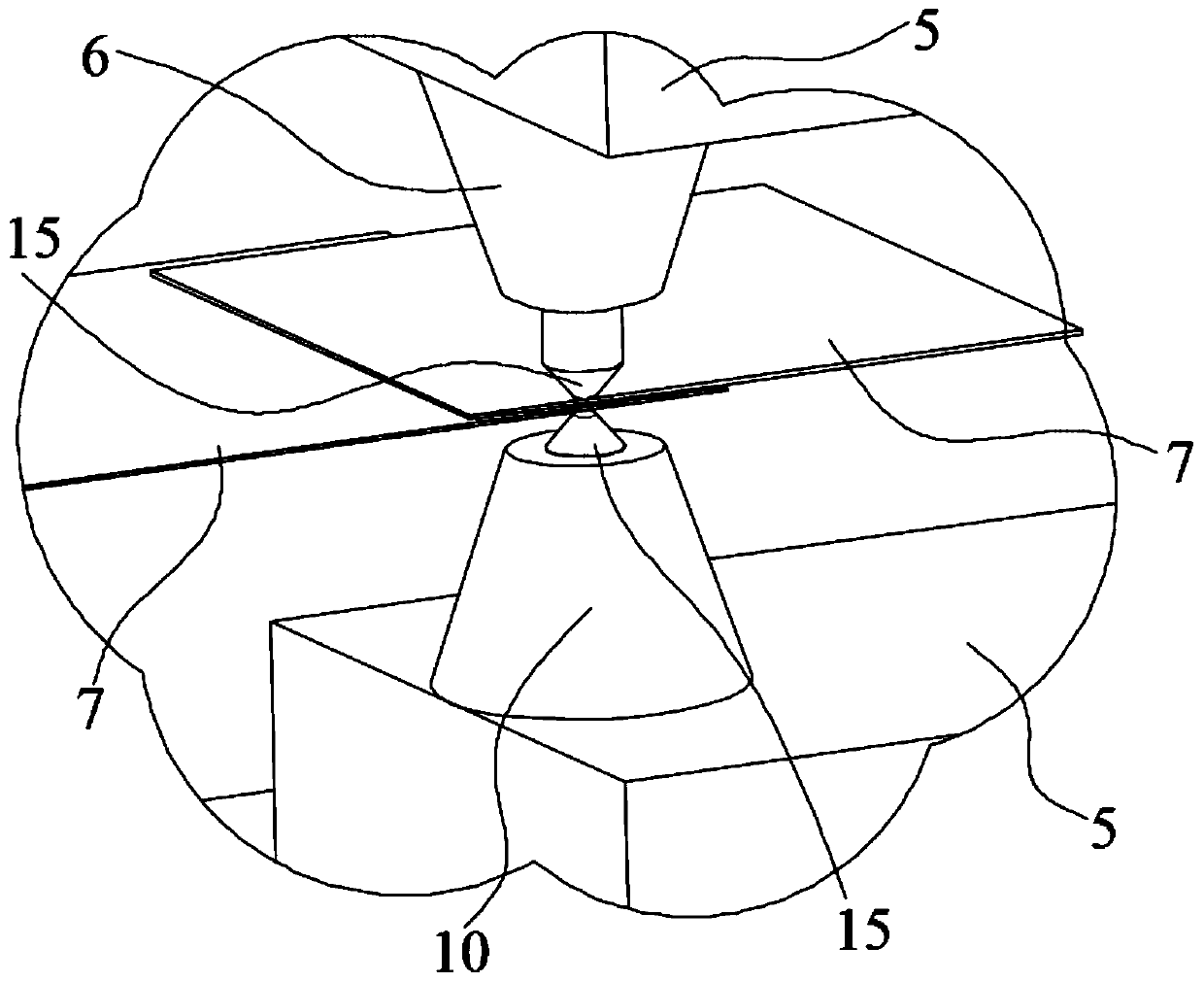 Vortex electric resistance welding device for foil micro-pieces and welding method thereof