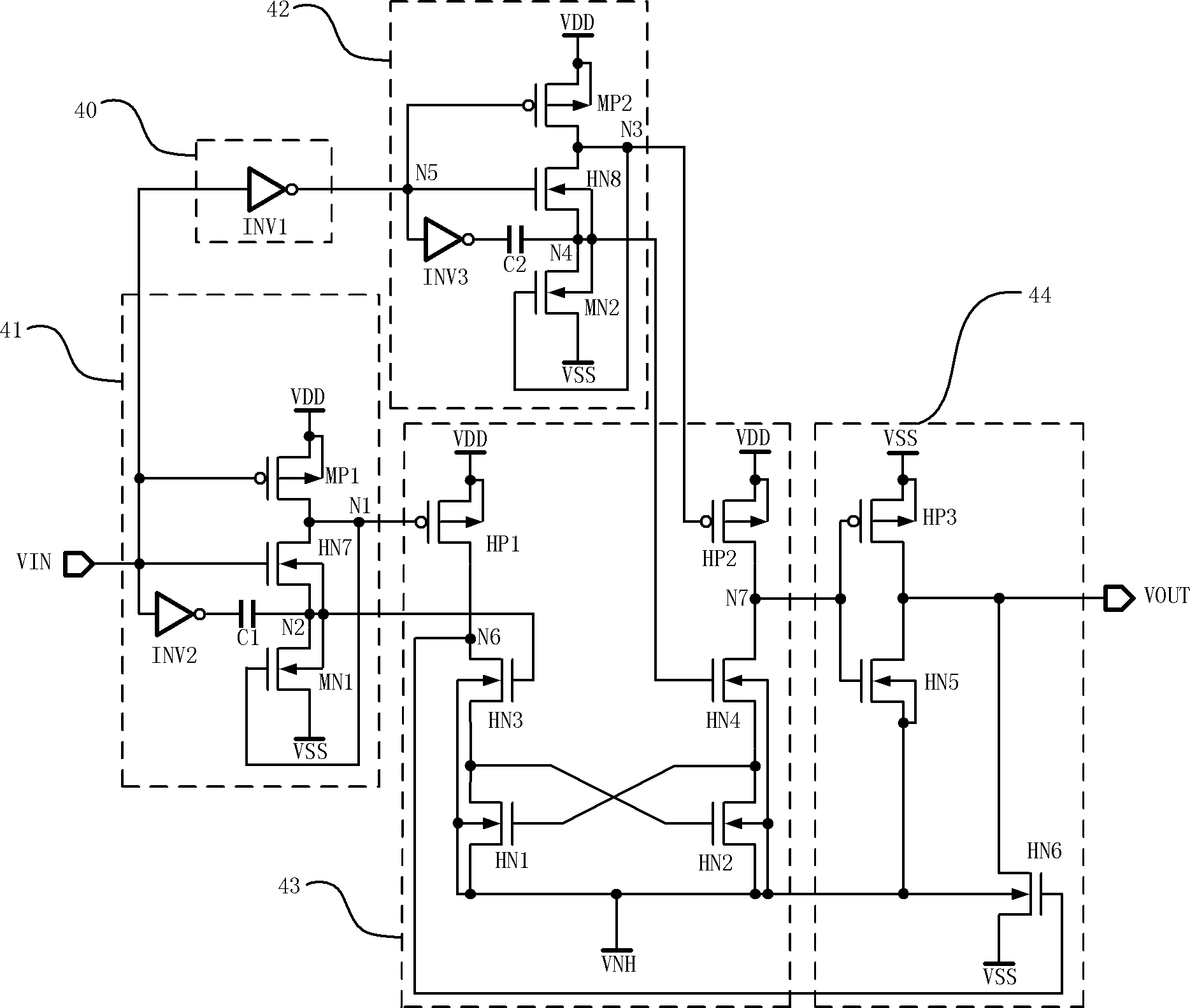 Negative voltage level conversion circuit for flash memories