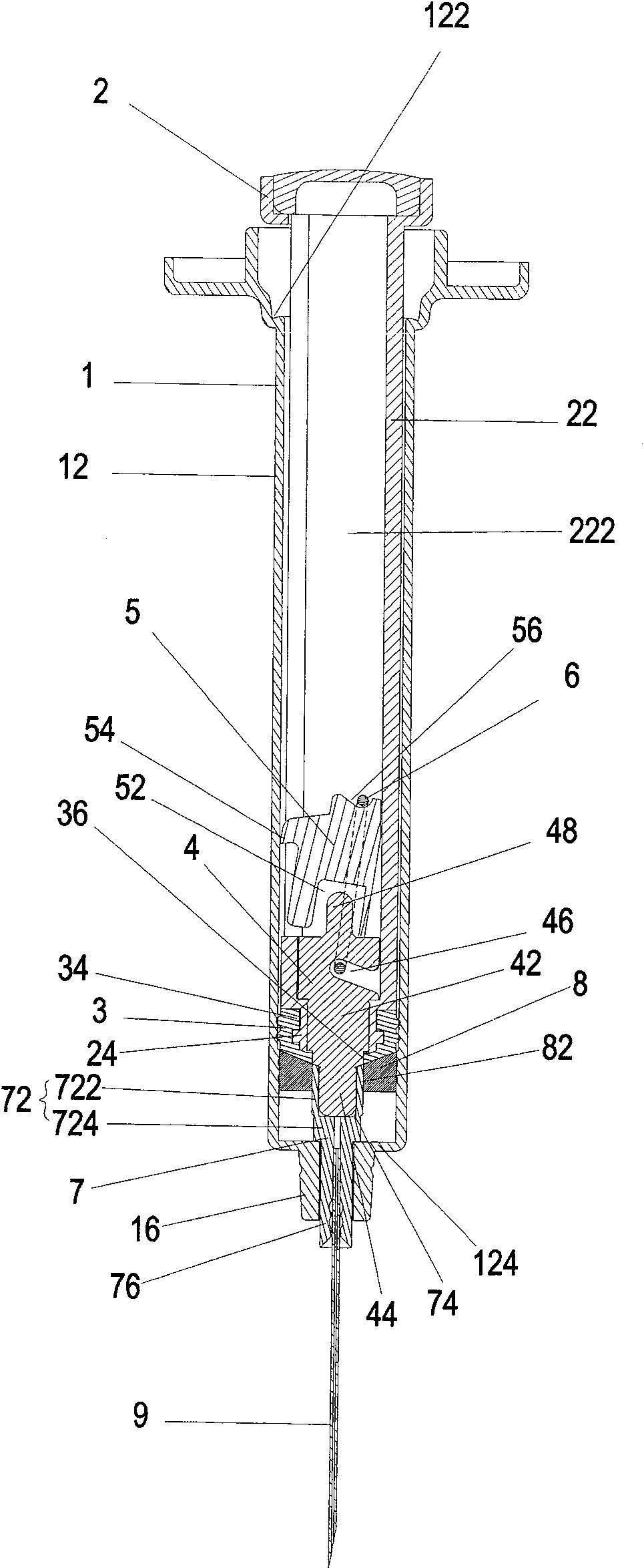 Automatic whip-back needle safety self-breaking syringe