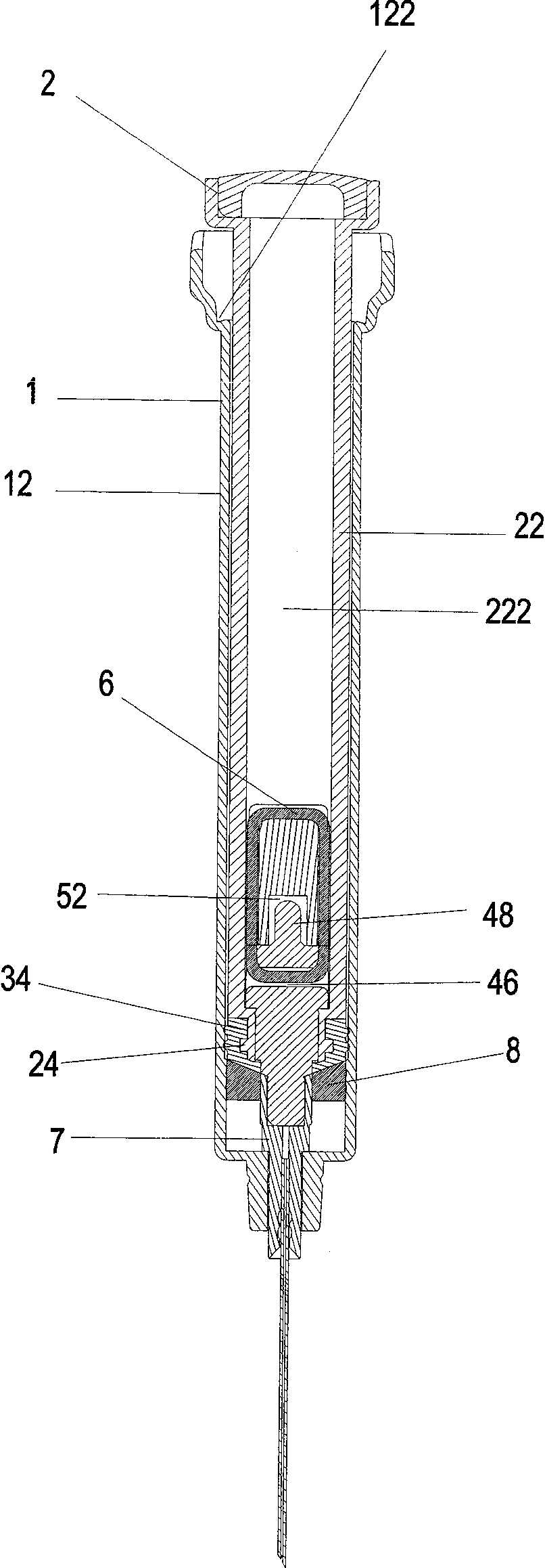 Automatic whip-back needle safety self-breaking syringe