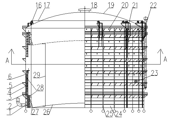 Multi-section type rubber membrane sealed gasometer