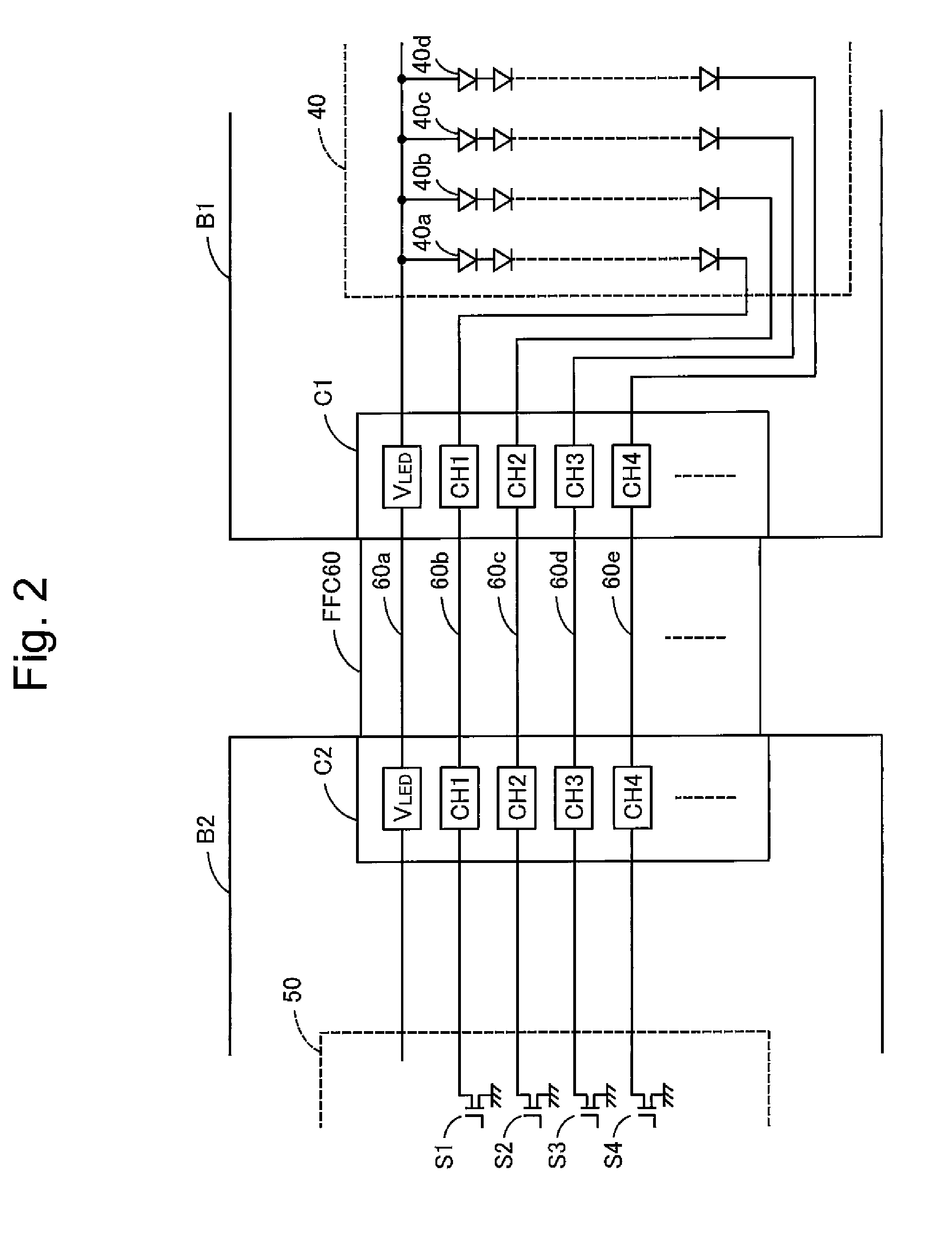 LED lighting device and cable connection detection device