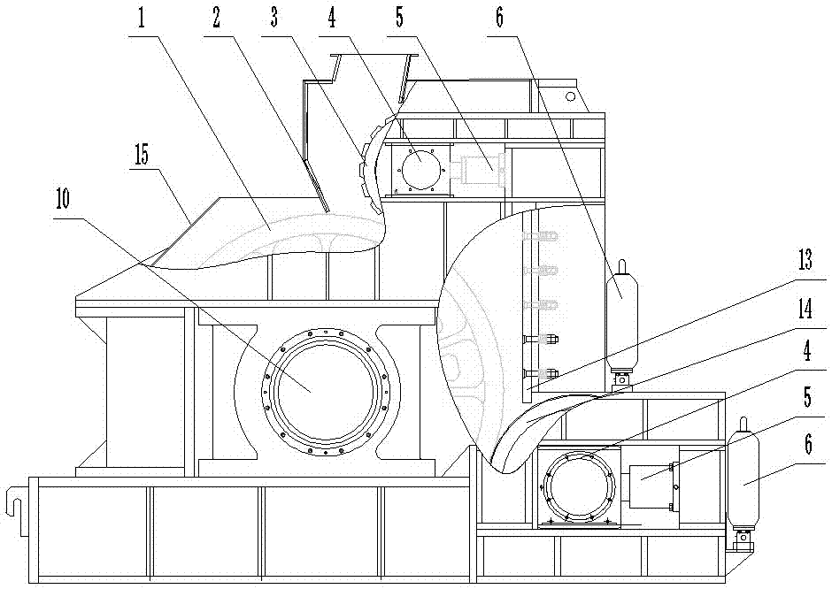 Hydraulic compound roll crusher