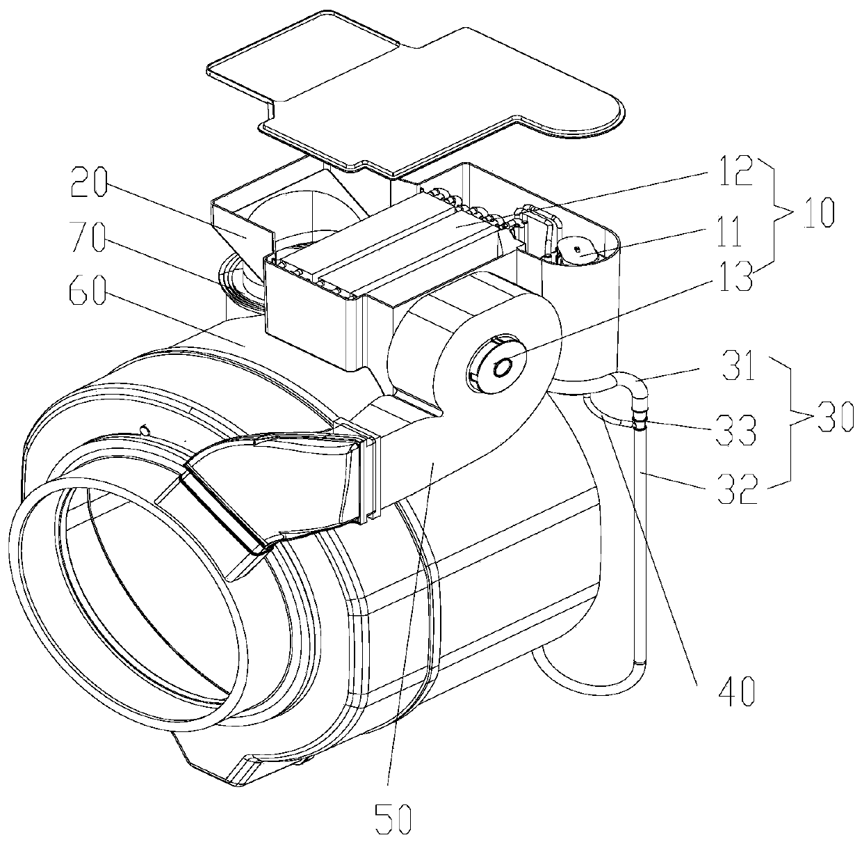 Draining device and washing machine with same