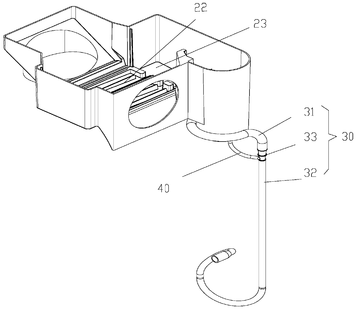 Draining device and washing machine with same