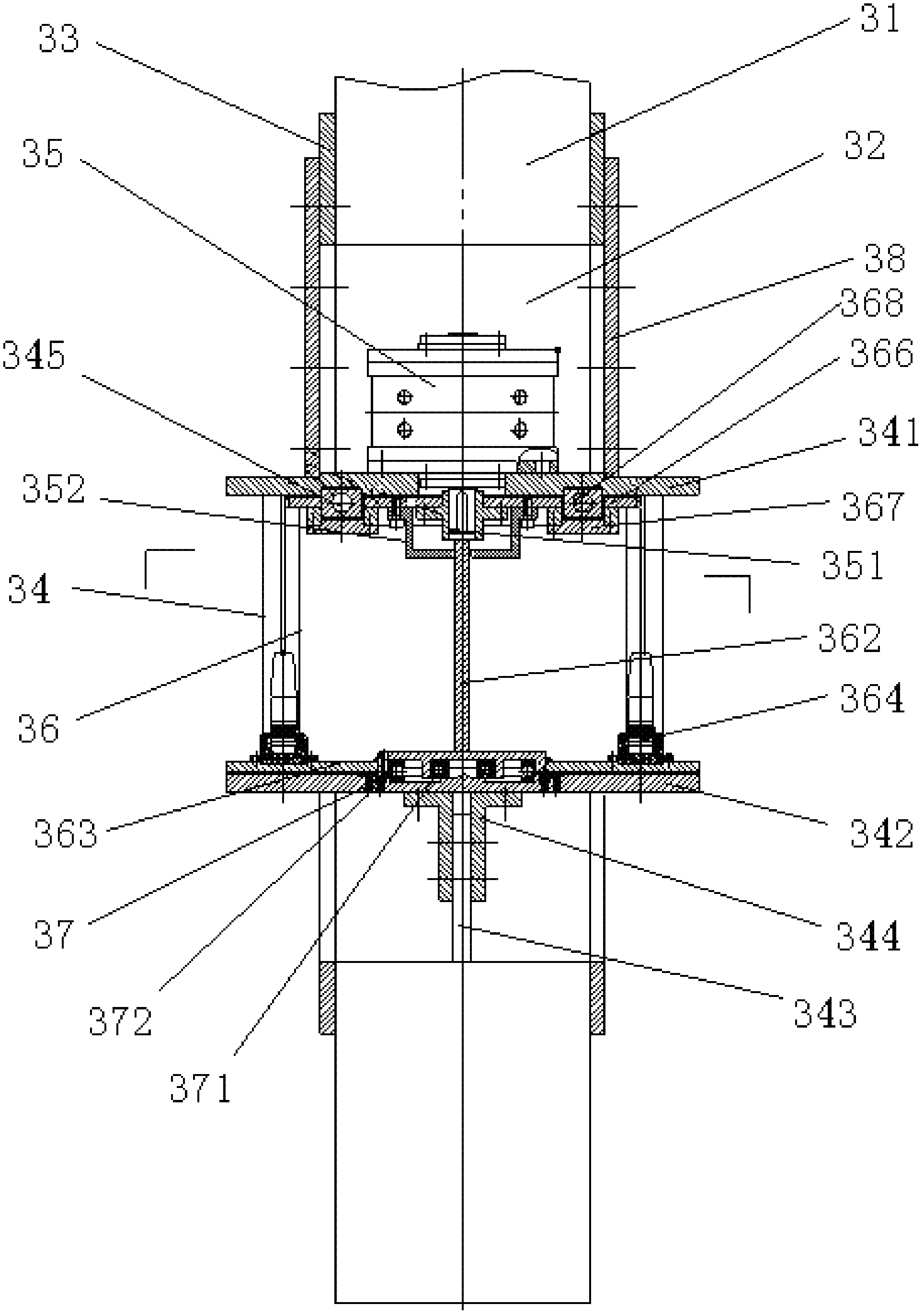 Three-level type automatic ammunition-filling ammunition-pressing production line