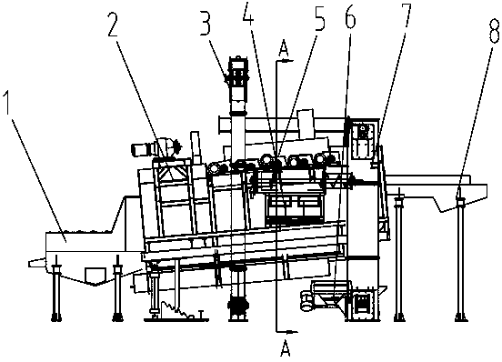 Swinging bed type shot blasting processor