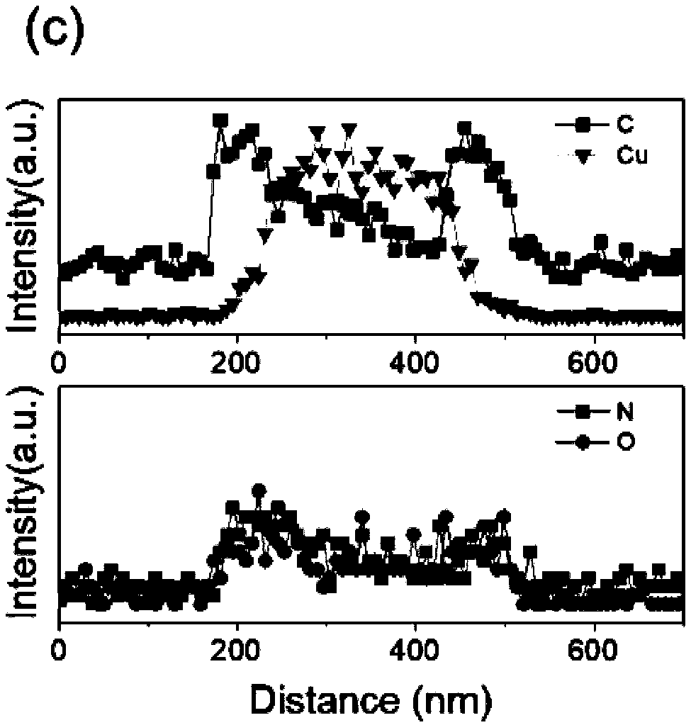 Polydopamine coated copper nanowire composite material as well as preparation method thereof and application thereof