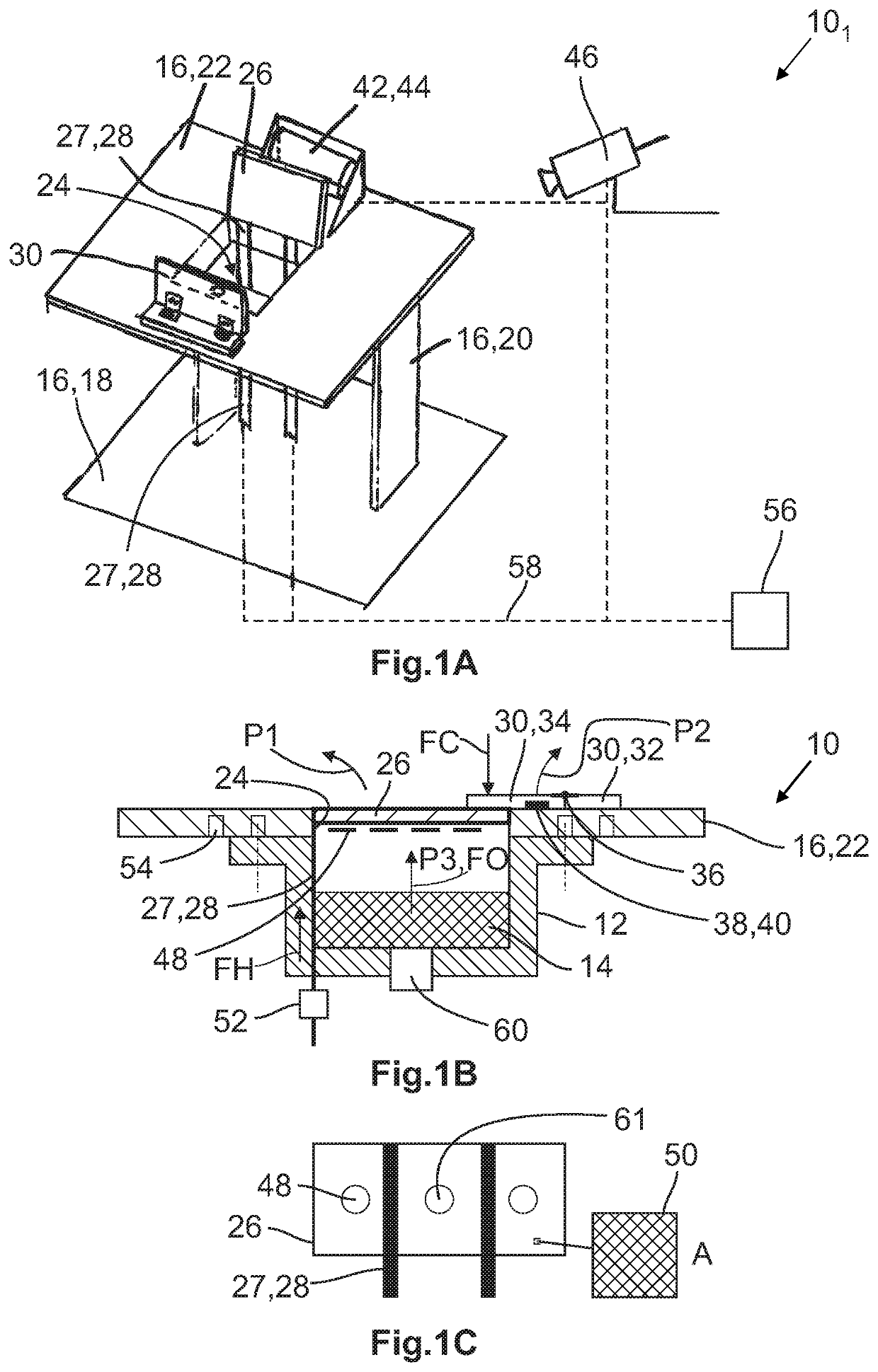 Testing device for an airbag module