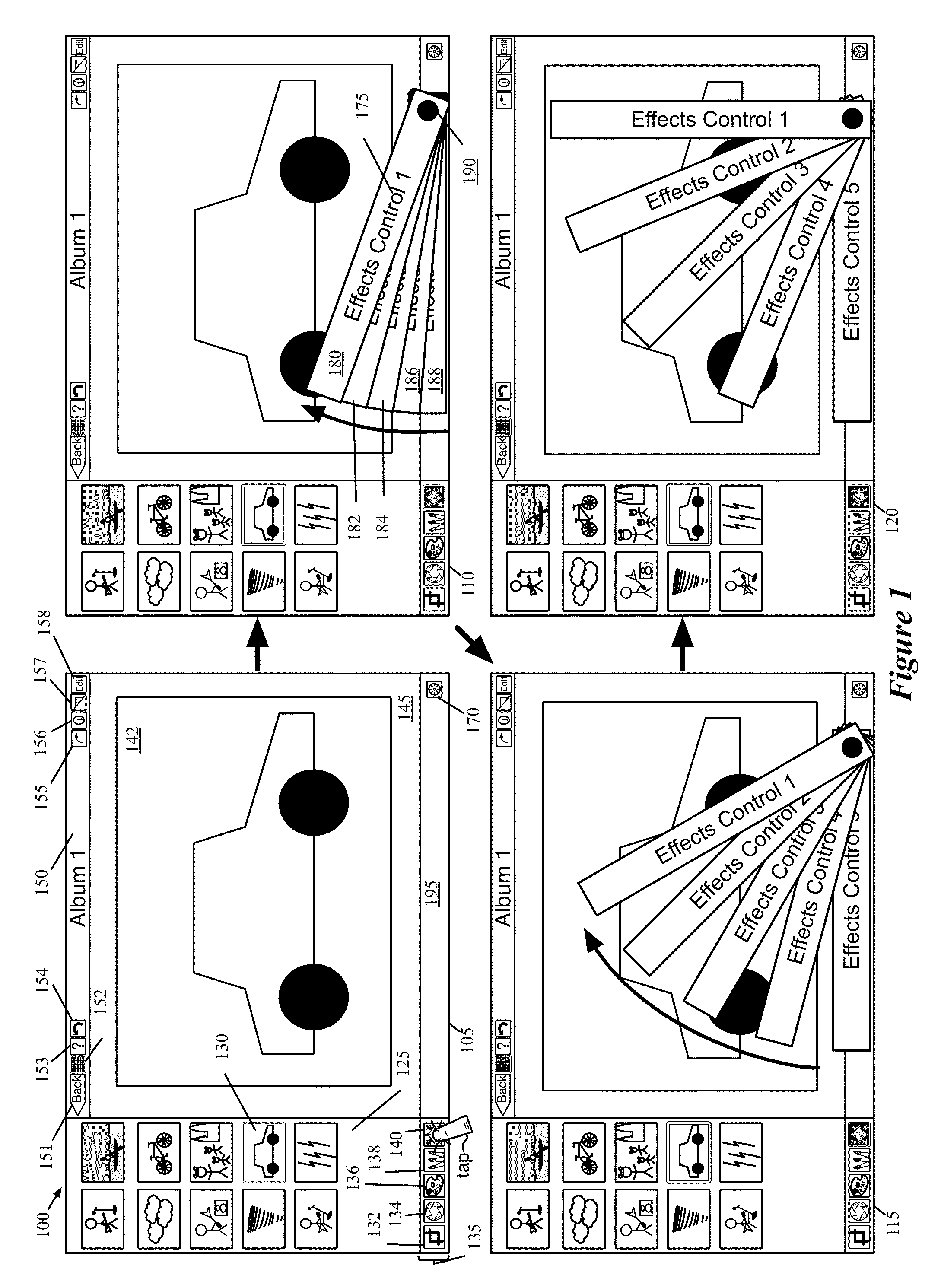 Fanning user interface controls for a media editing application