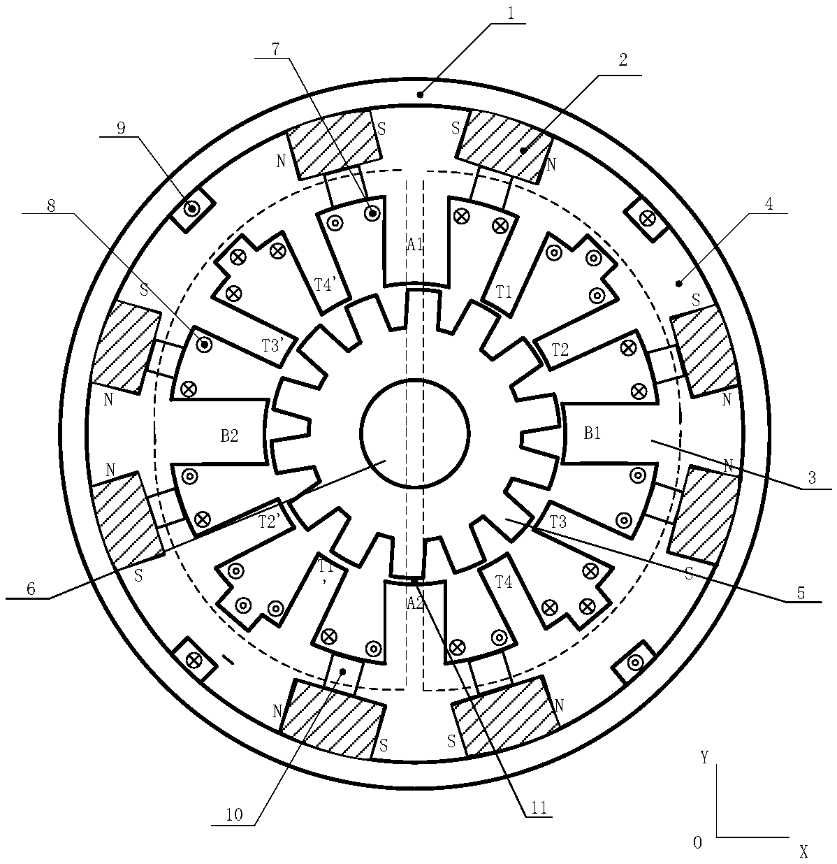 A permanent magnet bias bearingless switched reluctance starter/generator