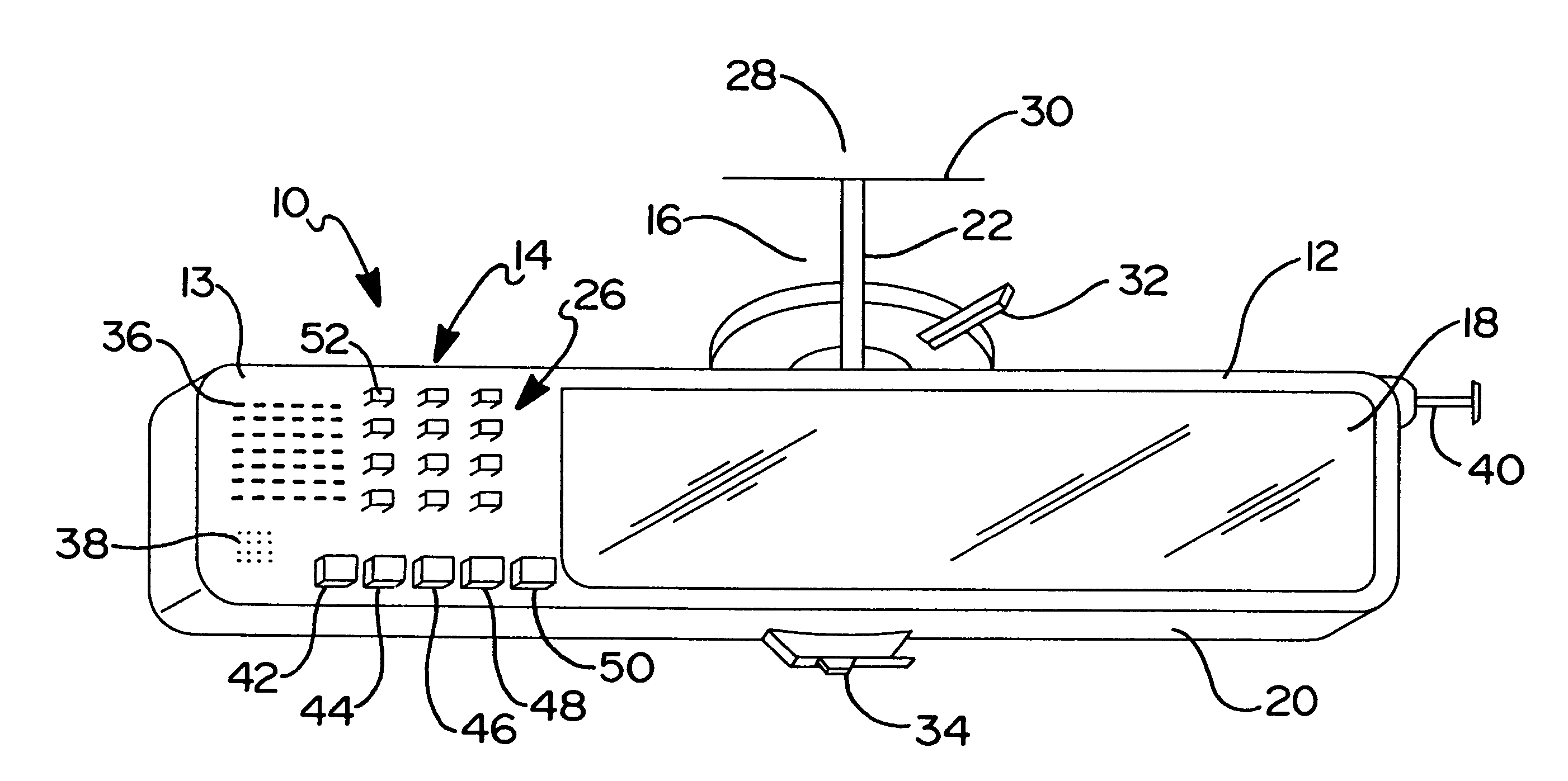 Combined rear view mirror and telephone