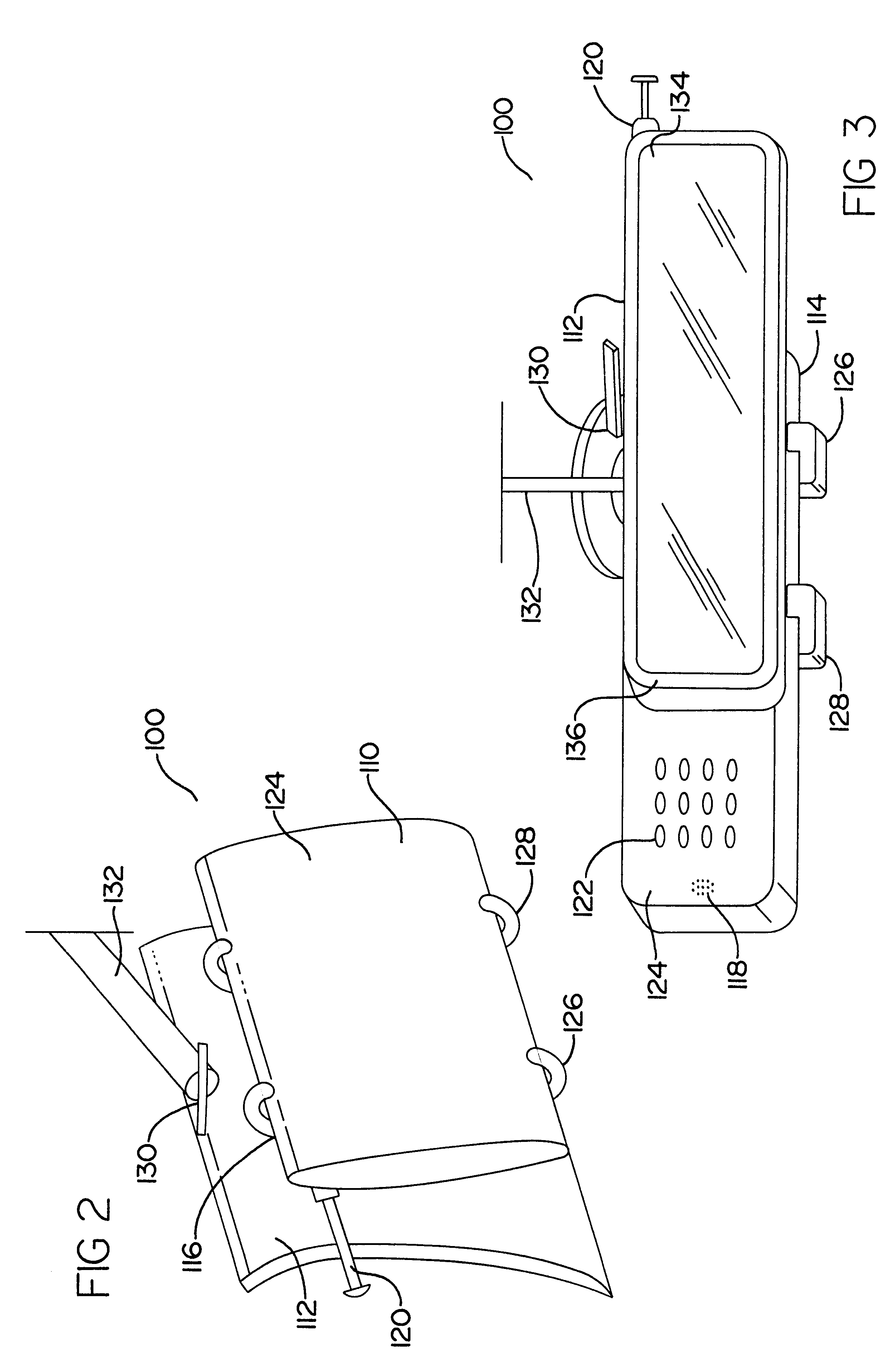 Combined rear view mirror and telephone