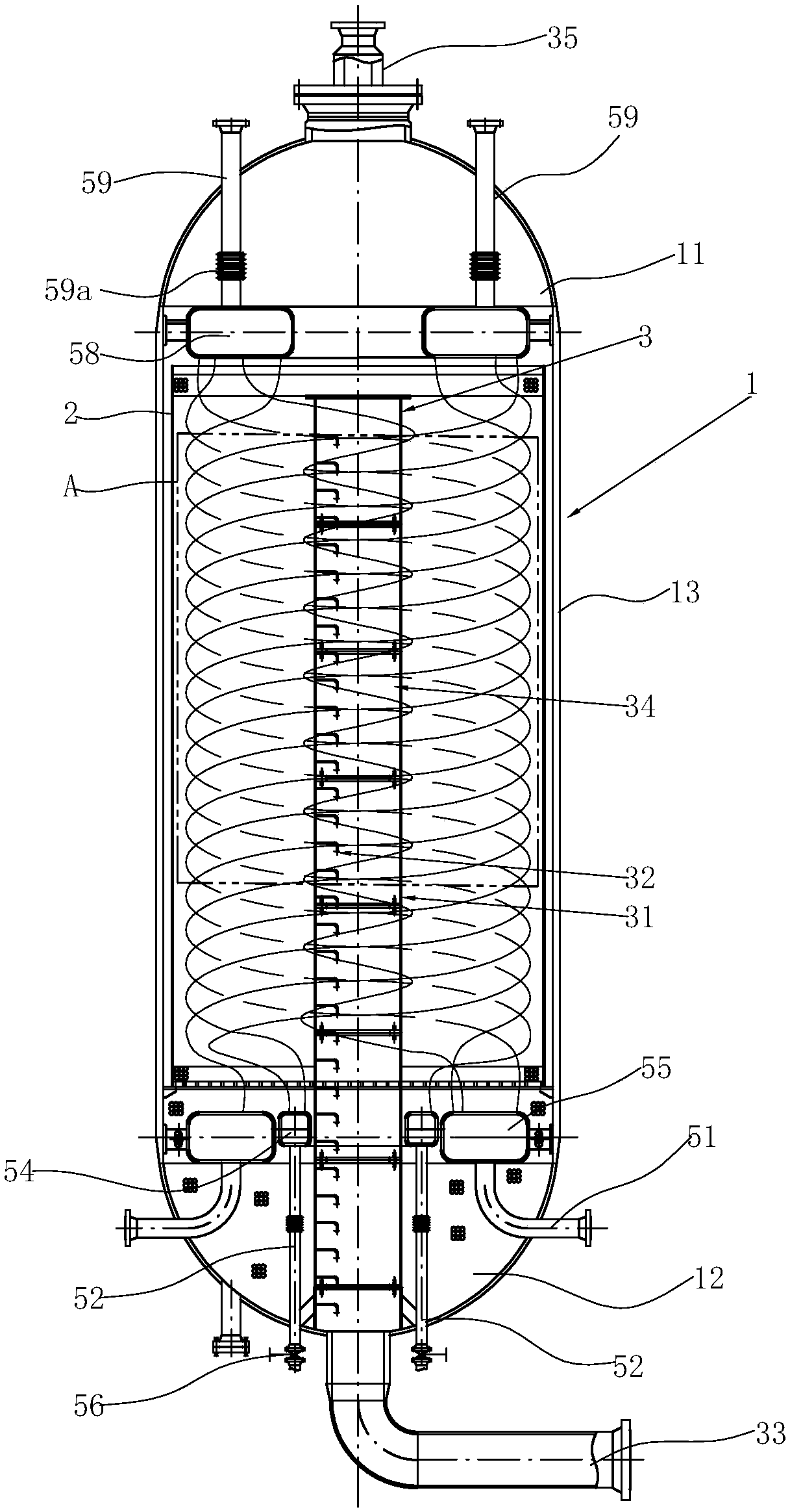 Water-cooled reactor for methanol synthesis