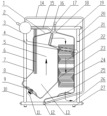 Single drum transverse type fuel gas and fuel oil corner tube boiler capable of achieving intake from below