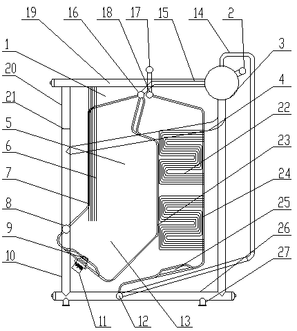 Single drum transverse type fuel gas and fuel oil corner tube boiler capable of achieving intake from below