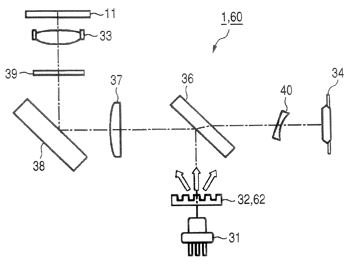 Optical pickup and optical disc apparatus including a multi-section diffractive element