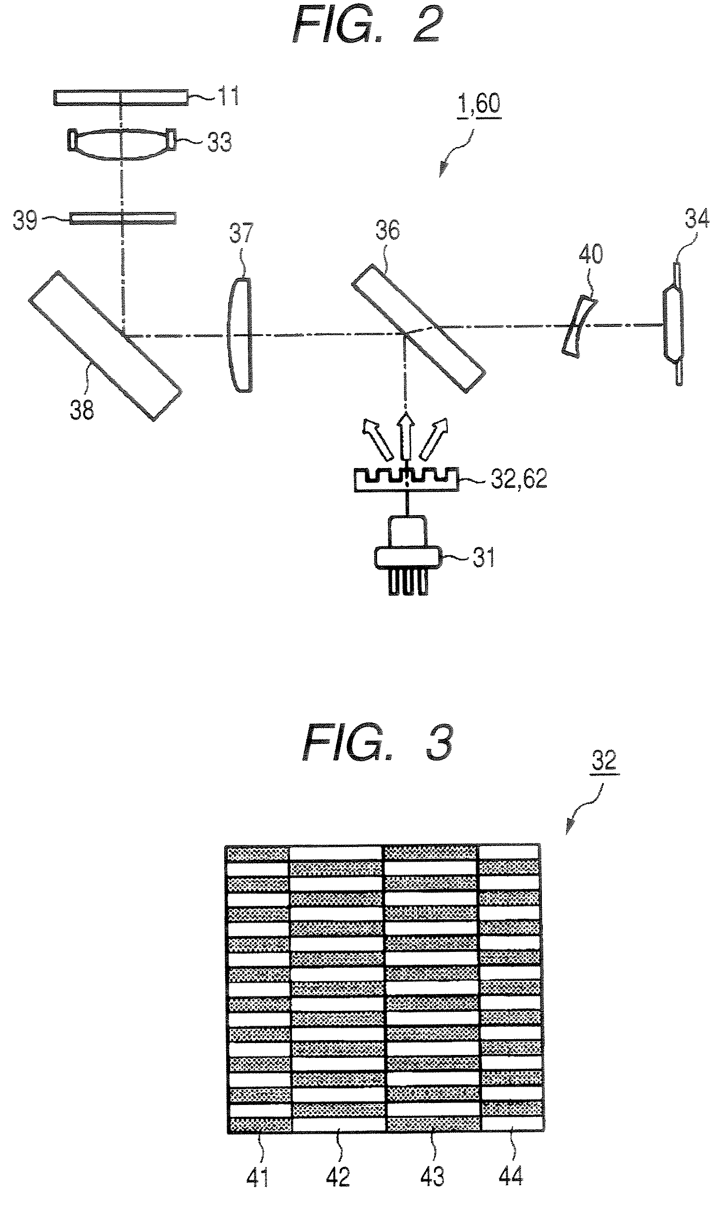 Optical pickup and optical disc apparatus including a multi-section diffractive element