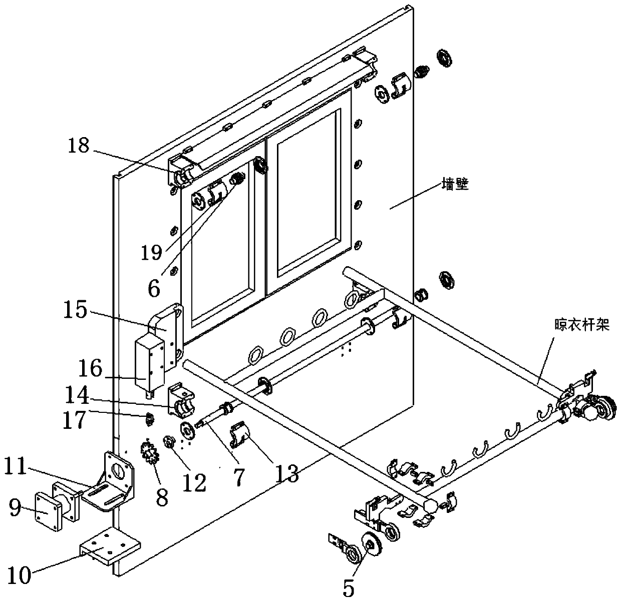 Networked automatic rain shielding device for clothes airing rod frame