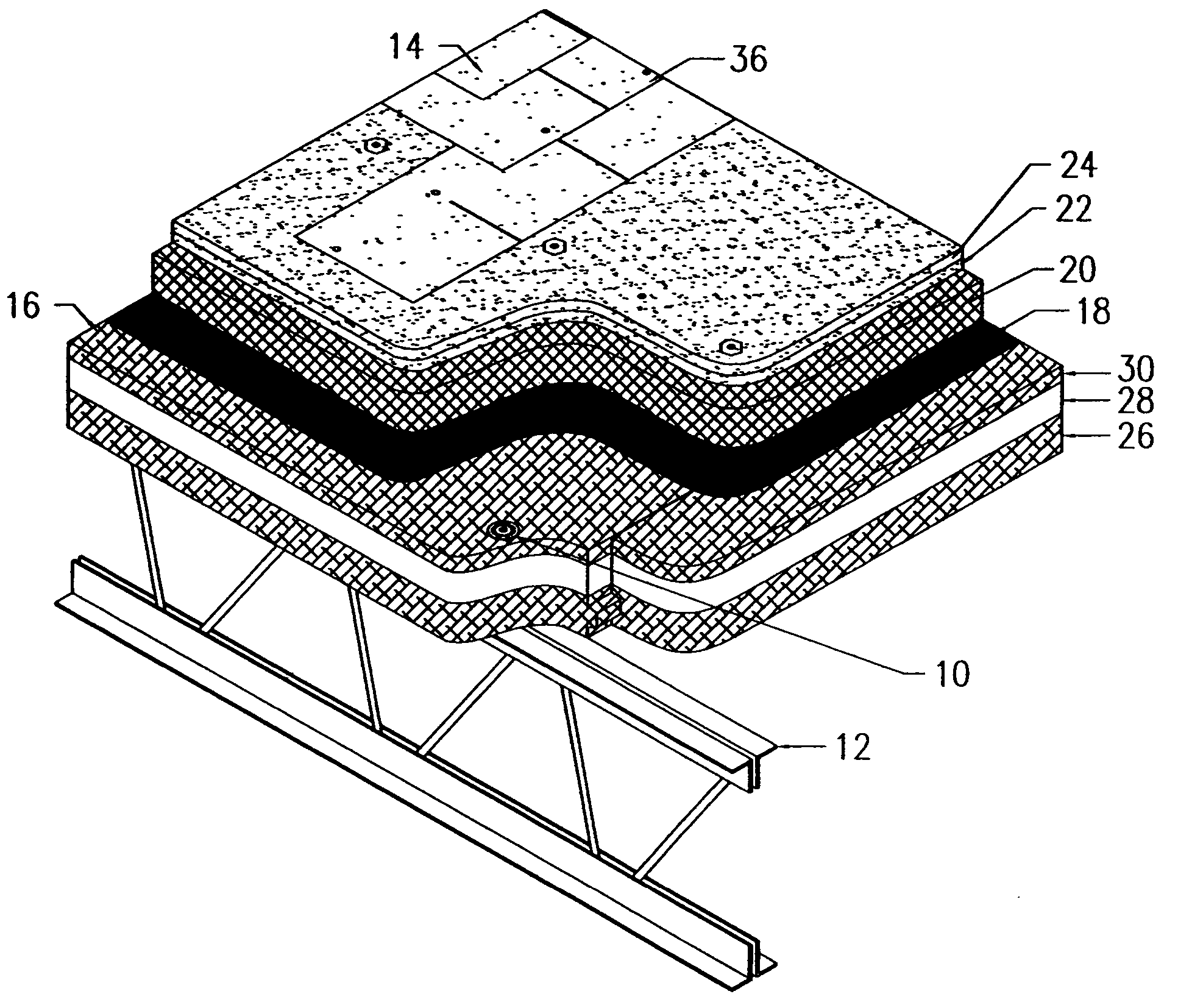 Low noise roof deck system