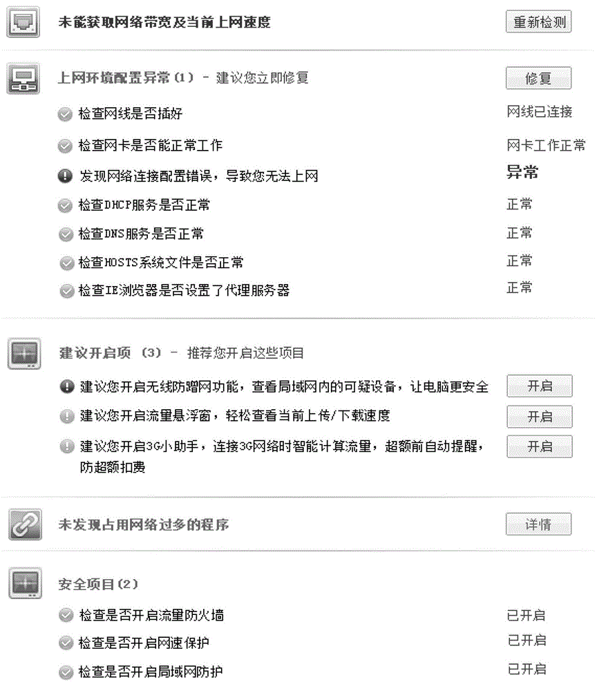 Method and device for inspecting and restoring computer network state