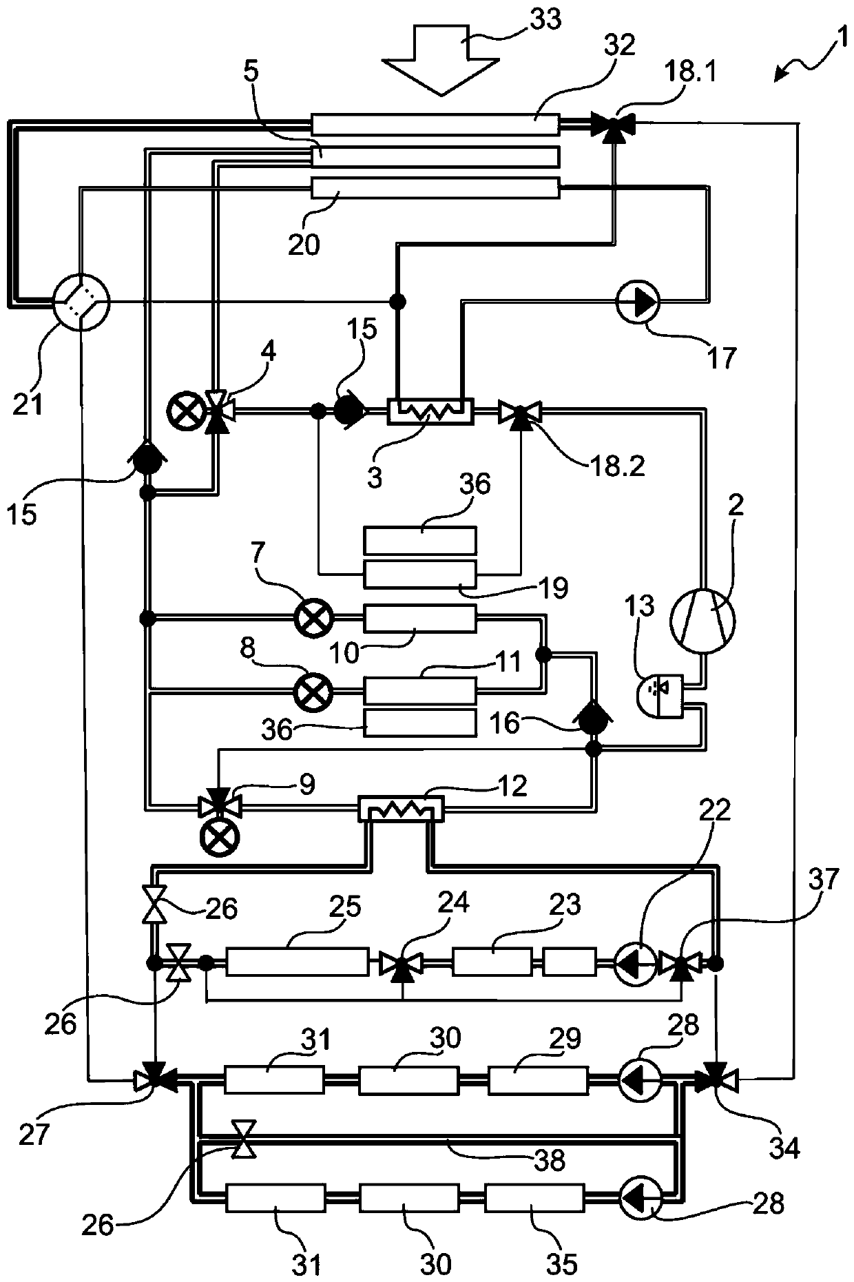 Air conditioning, battery cooling assembly, and operation method thereof