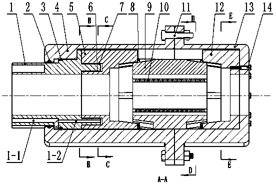 Double-wedge-shaped hydraulic chuck for drilling machine