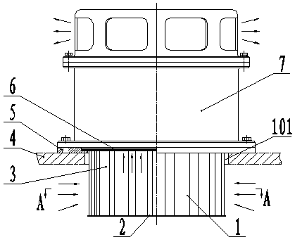 Lubricating-oil mist discharging device for oil groove of sliding bearing of generator set