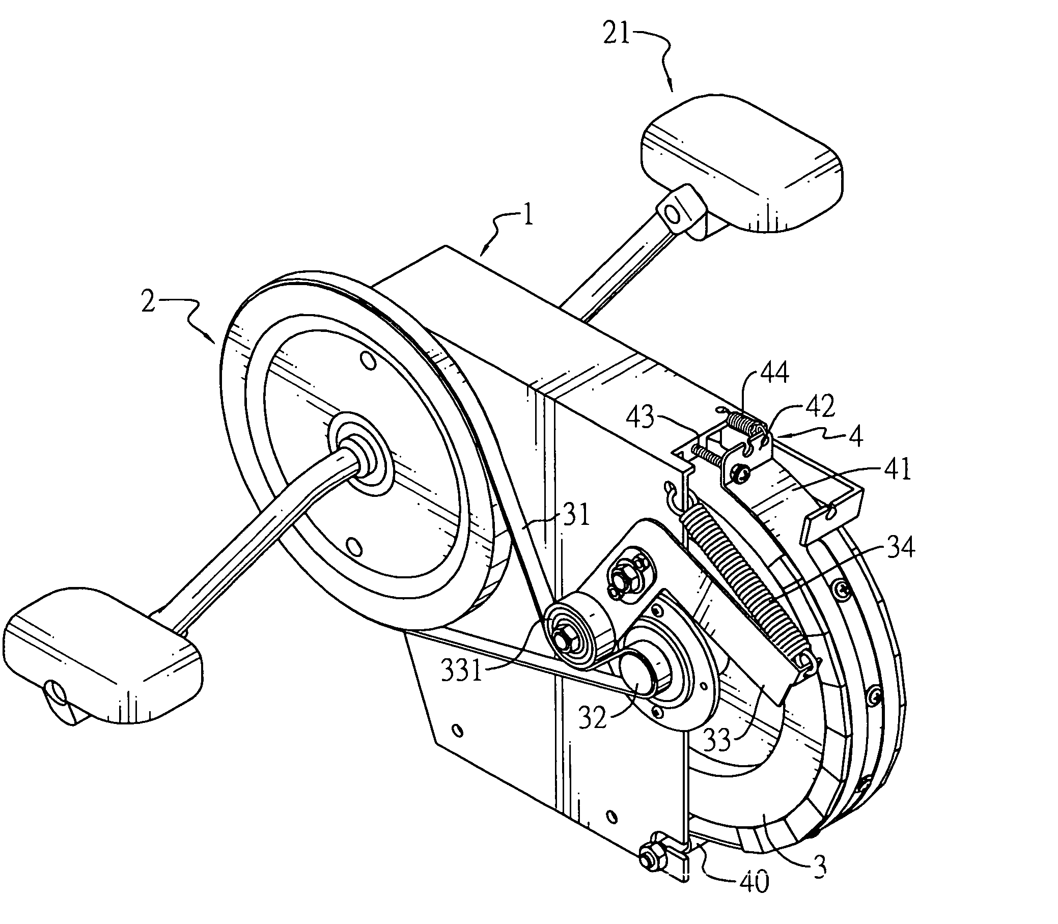 Modulated transmission assembly for an exercise bicycle