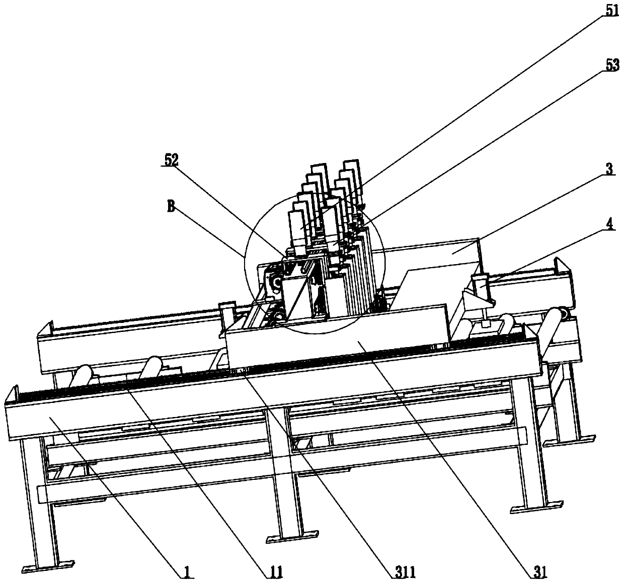 Sectioned transverse cutting method for plates and multi-blade sectioned transverse cutting machine