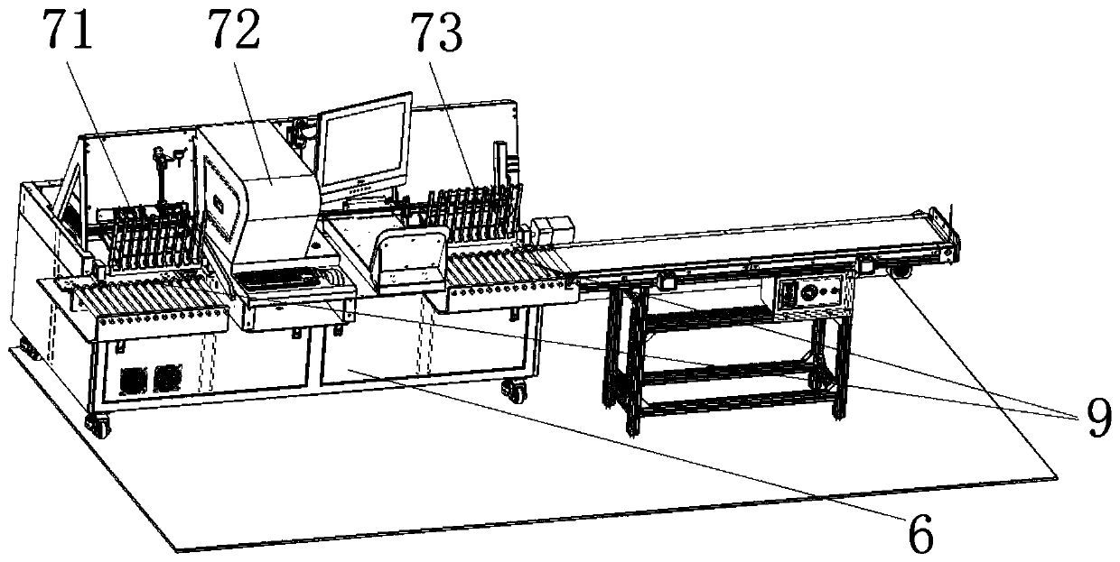 Feeding and discharging device and detection equipment