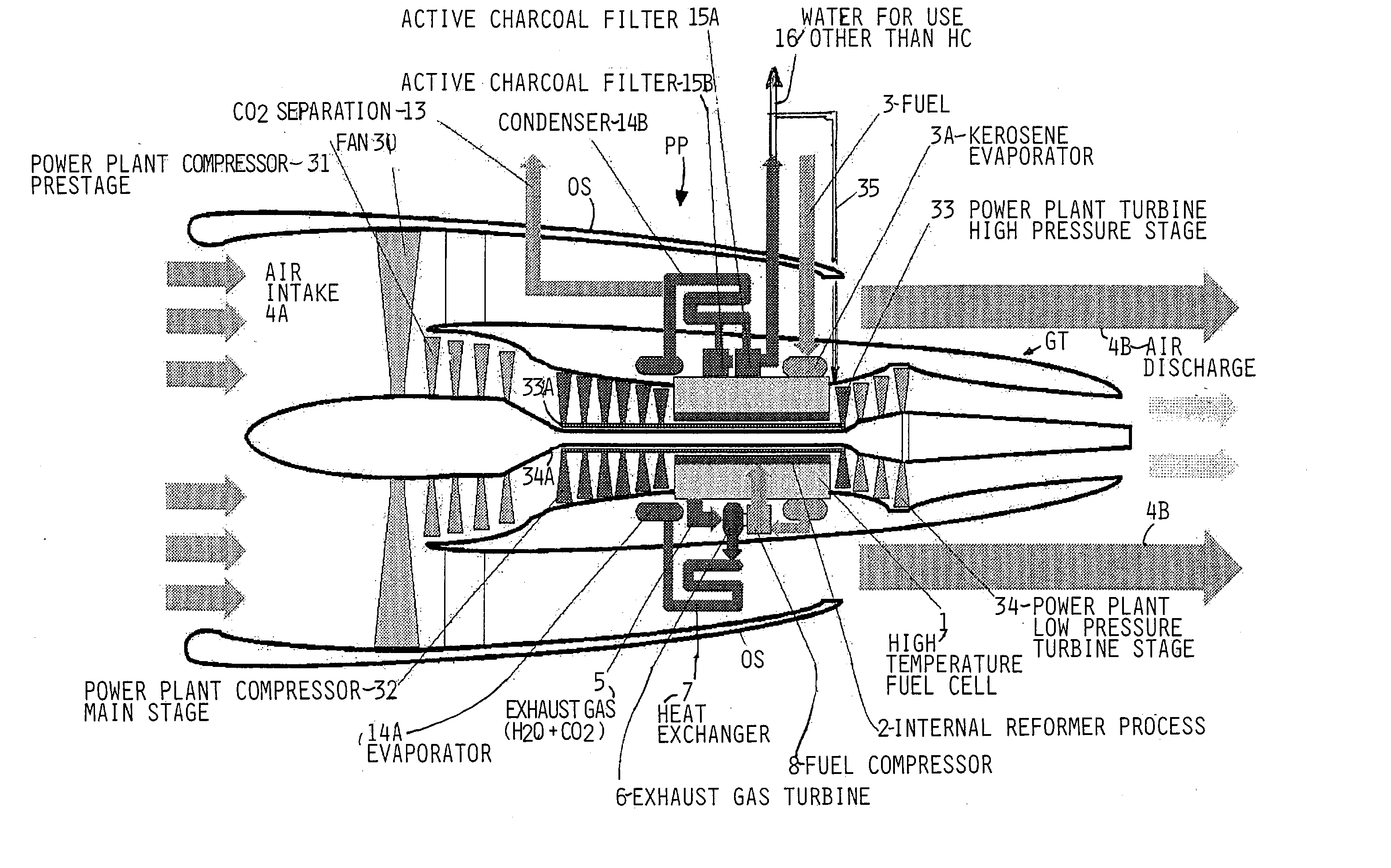 Apparatus for producing water onboard of a craft driven by a power plant