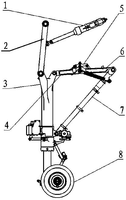 Foldable retractable structure and retractable method for undercarriage