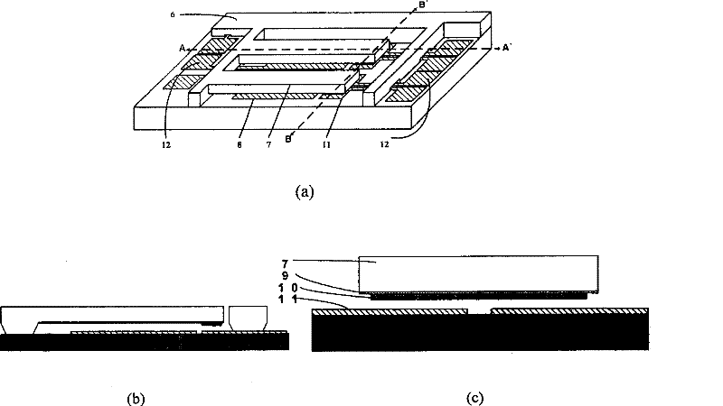 Acceleration switch sensor with adjustable threshold value of silicon base band locking function and manufacturing method thereof