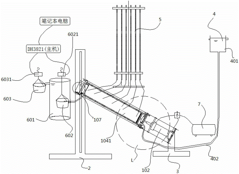 Device and testing method for testing seepage failure rule under angle variable condition