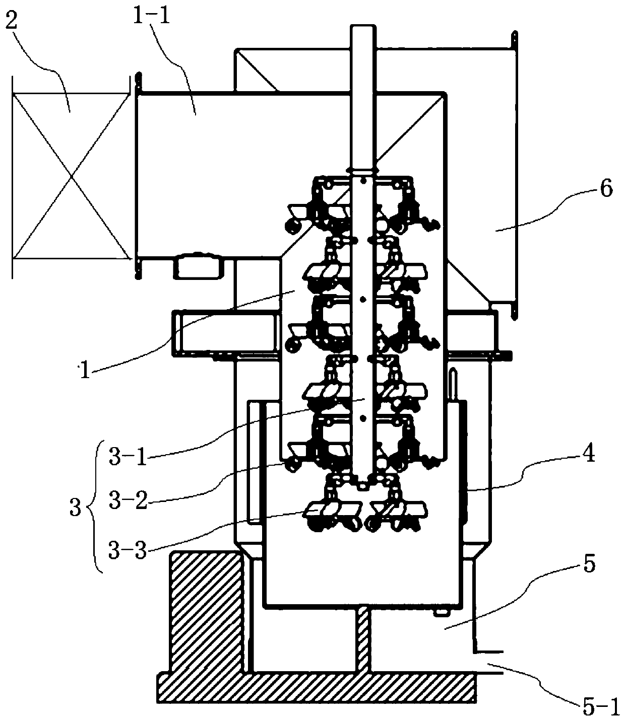 Speed-increase type concurrent flow rotating spraying type gas washing tower