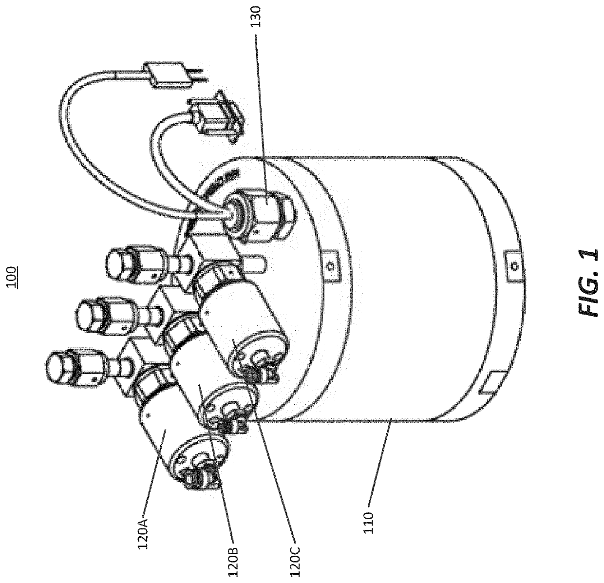 Liquid level sensor for a chemical source vessel