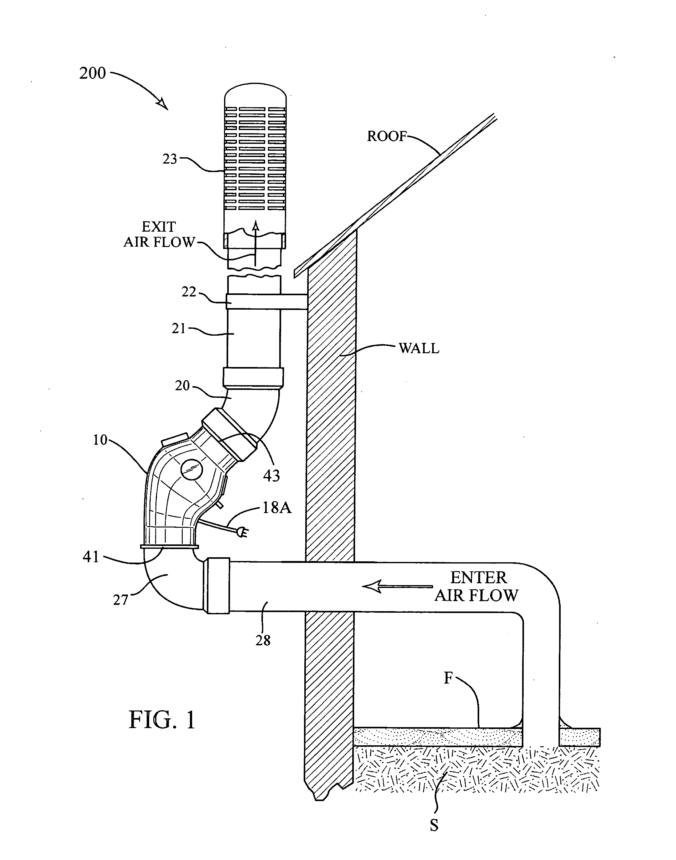 Radon exhaust system with internial gaseous fluid fan within diagnostic bypass filter fan apparatus