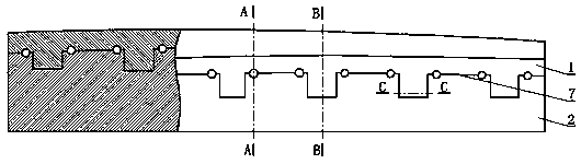 Aluminum alloy hot punching die provided with shape follow-up cooling water channels