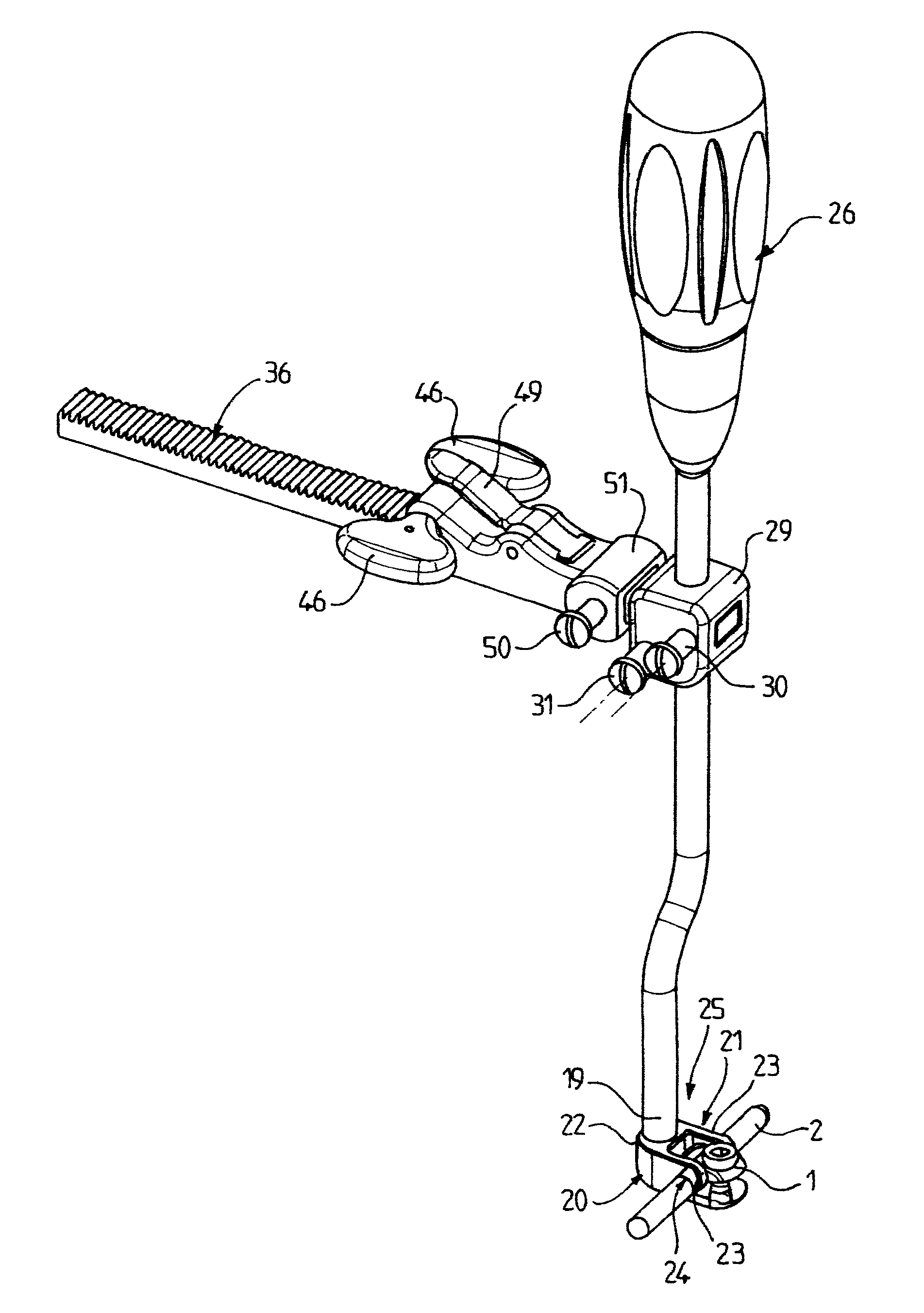 Device for tensioning a flexible band