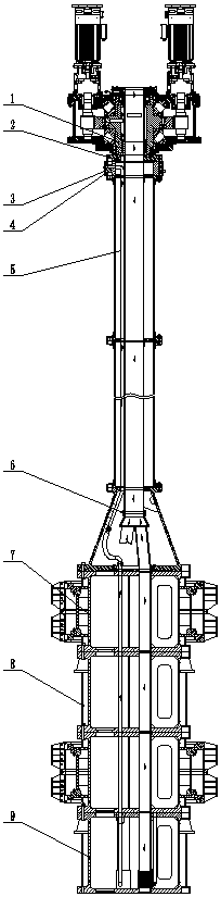 Slagging backflow transition structure for offshore drill tool