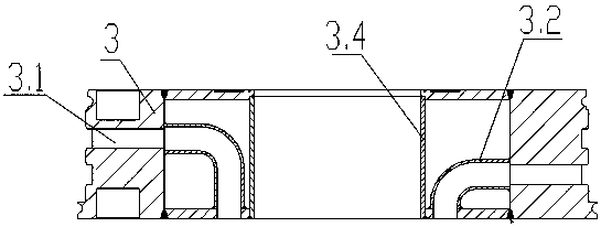 Slagging backflow transition structure for offshore drill tool