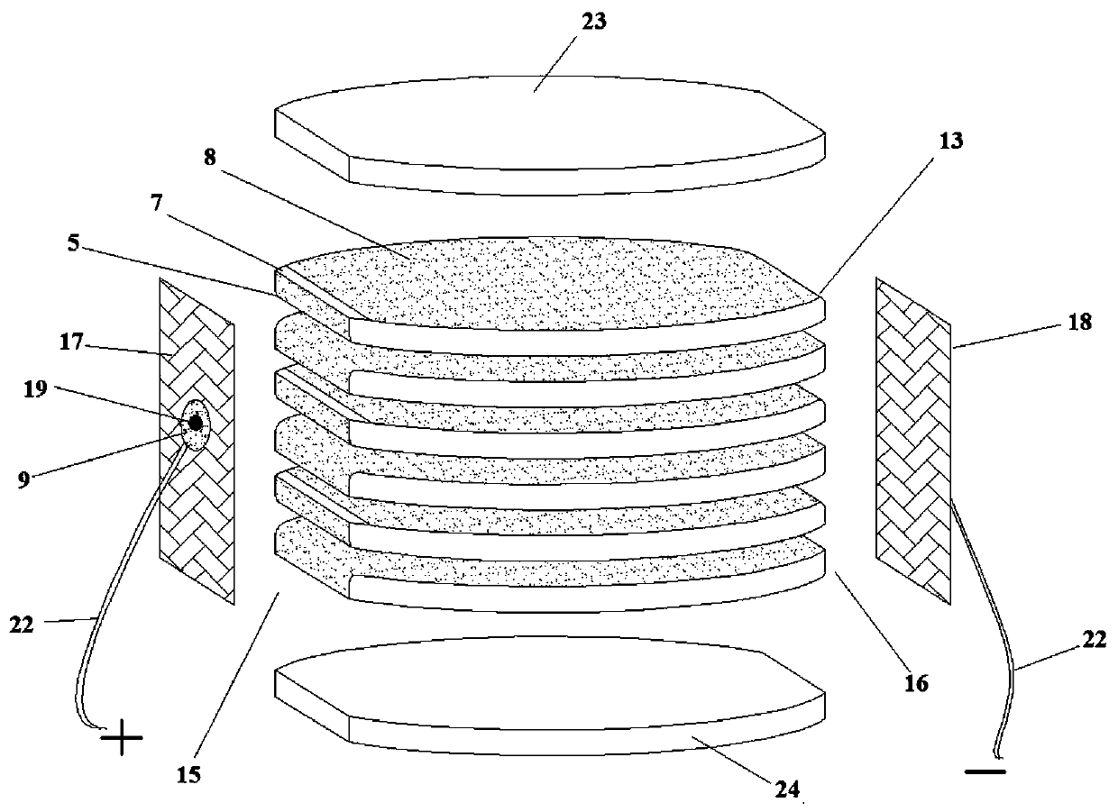 A stacked piezoelectric transducer suitable for road piezoelectric power generation and its manufacturing method