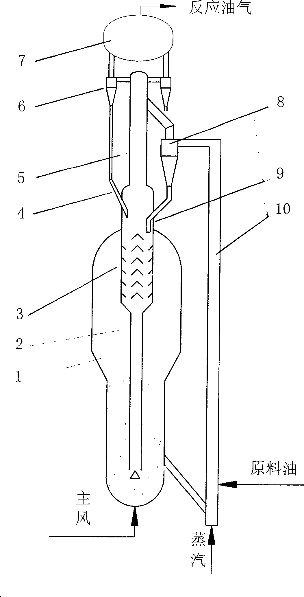 Catalytic cracker of coarse cyclone external tubular settler