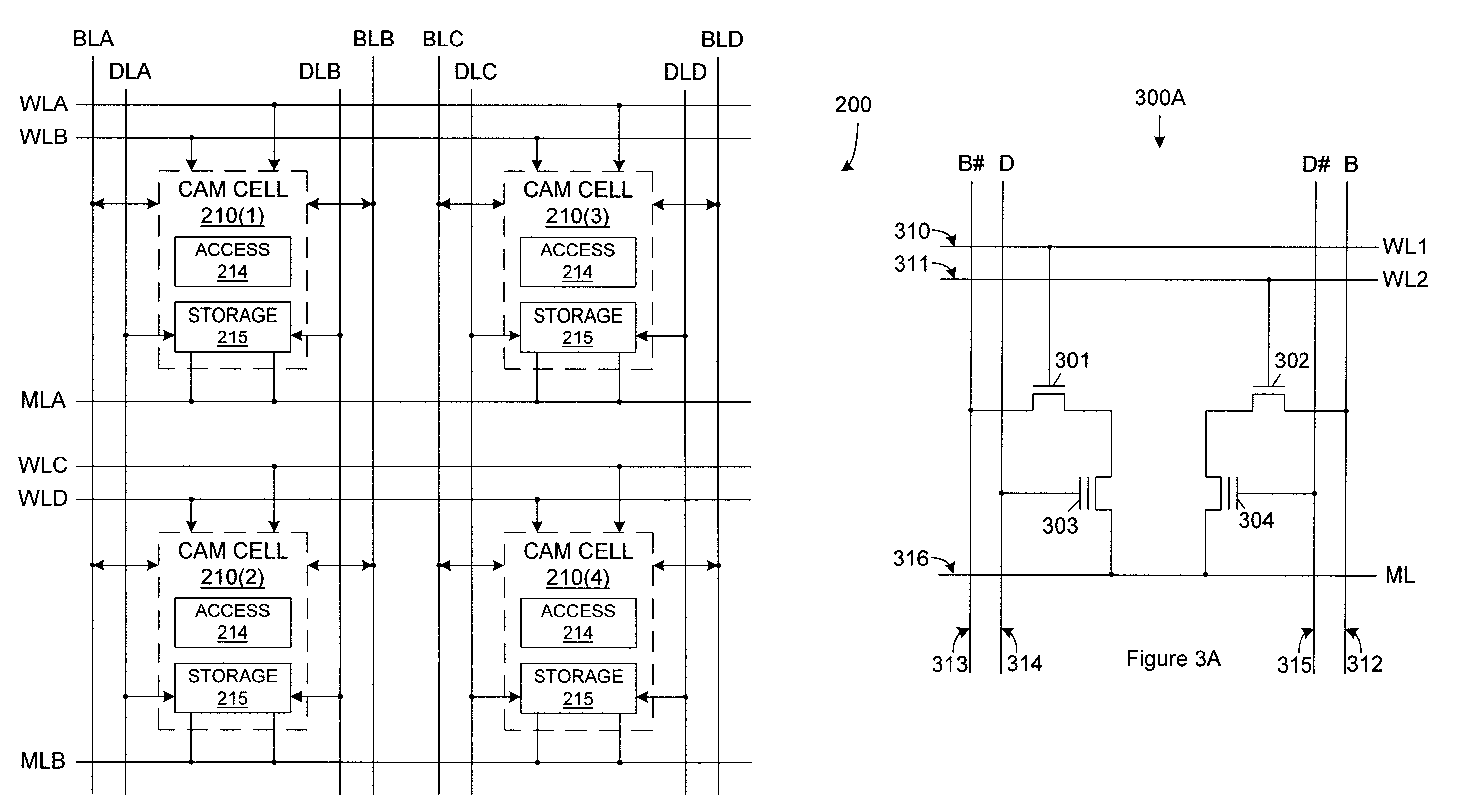 Cam array with minimum cell size